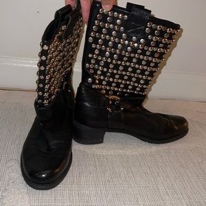 Stuart Weitzman black studded boots